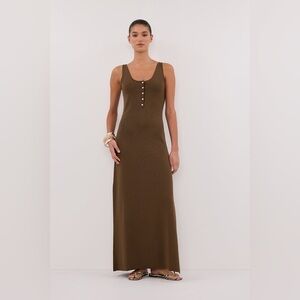 NET DISSH TROY OLIVE SLEEVELESS MAXI DRESS SIZE S